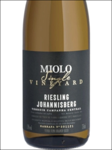 фото Miolo Single Vineyard Riesling Johannisberg Миоло Сингл Виньярд Рислинг Йоханнисберг Бразилия вино белое