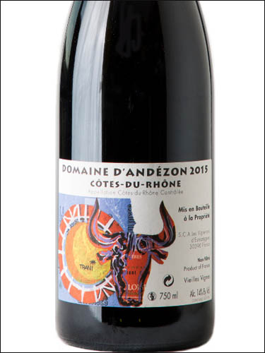 фото Domaine d'Andezon Vieilles Vignes Cotes du Rhone АОС Домен д`Андезон Вьей Винь Кот дю Рон Франция вино красное