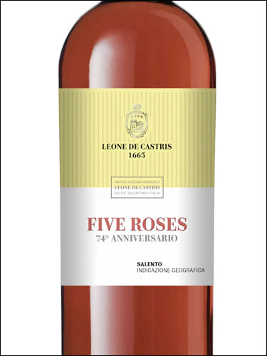 фото Leone de Castris Five Roses Anniversario Salento IGT Леоне де Кастрис Файв Розес Анниверсарио Саленто Италия вино розовое