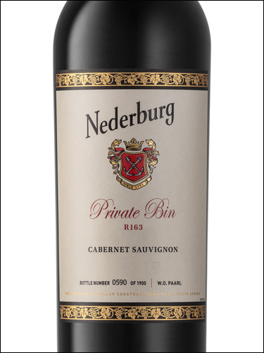 фото Nederburg Private Bin R163 Cabernet Sauvignon Недербург Прайват Бин Р163 Каберне Совиньон ЮАР вино красное