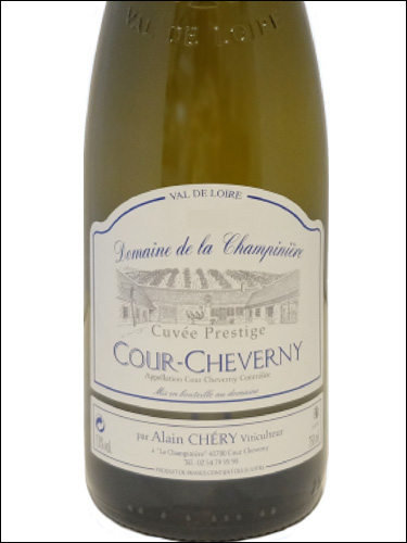 фото Domaine de la Champiniere Cuvee Prestige Cour-Cheverny AOC Домен де ла Шампиньер Кюве Престиж Кур-Шеверни Франция вино белое