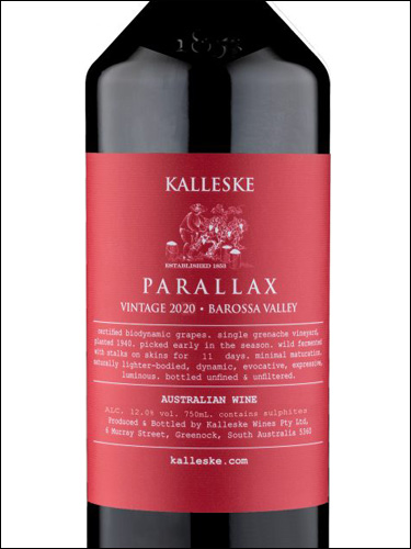 фото Kalleske Parallax Grenache Barossa Valley Каллеске Параллакс Гренаш Долина Баросса Австралия вино красное