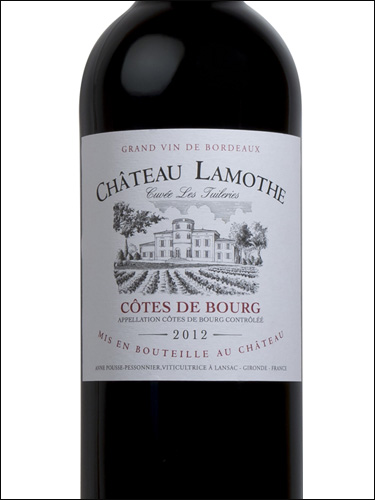фото Chateau Lamothe Cuvee Les Tuileries Cotes de Bourg Rouge AOC Шато Ламот Кюве Ле Тюильри Кот де Бур Руж Франция вино красное