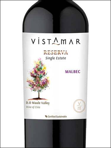 фото Vistamar Reserva Single Estate Malbec Maule Valley DO Вистамар Ресерва Сингл Эстейт Мальбек Долина Мауле Чили вино красное