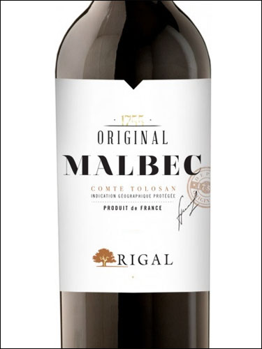 фото Rigal Original Malbec rouge Comte Tolosan IGP Ригаль Орижиналь Мальбек руж Конте Толозан Франция вино красное