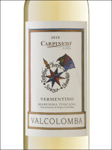 фото Carpineto Valcolomba Vermentino Maremma Toscana DOC Карпинето Вальколомба Верментино Иаремма Тосккана Италия вино белое