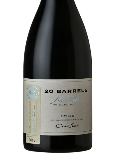 фото Cono Sur 20 Barrels Limited Edition Syrah Limari Valley DO Коно Сур 20 Баррелей Лимитед Эдишн Сира Долина Лимари Чили вино красное