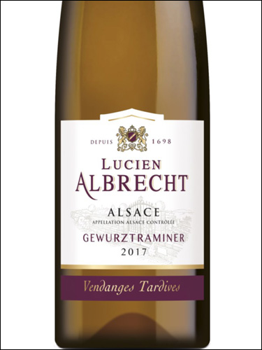 фото Lucien Albrecht Gewurztraminer Alsace Vendanges Tardives AOC Люсьен Альбрехт Гевюрцтраминер Эльзас Вандаж Тардив Франция вино белое
