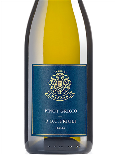 фото Tenuta Maccan Pinot Grigio Friuli DOC Тенута Маккан Пино Гриджио Фриули  Италия вино белое