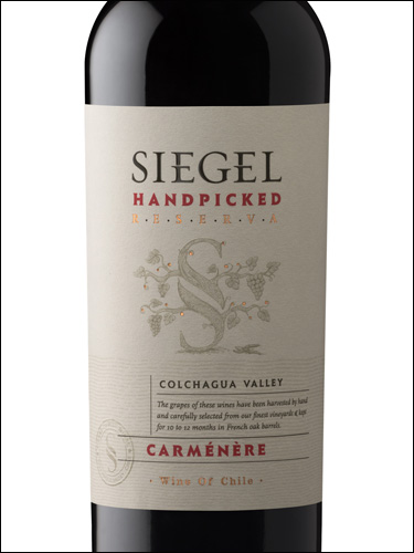 фото Siegel Handpicked Reserva Carmenere Сигель Хэндпикт Резерва Карменер Чили вино красное