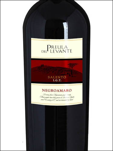 фото Preula del Levante Negroamaro Salento IGT Преула дель Леванте Негроамаро Саленто Италия вино красное
