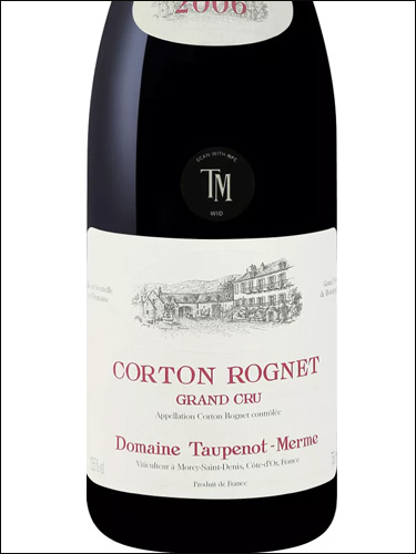 фото Domaine Taupenot-Merme Corton Rognet Grand Cru AOC Домен Топено-Мерм Сен Кортон Ронье Гран Крю Франция вино красное