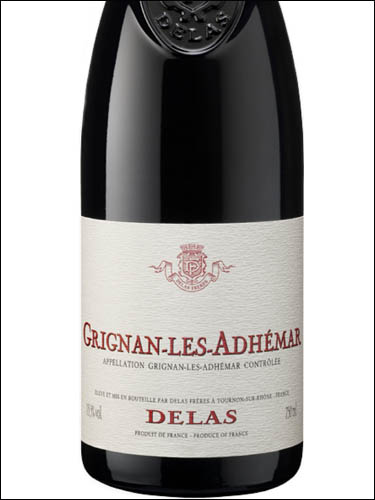 фото Delas Grignan-les-Adhemar Rouge AOC Делас Гриньян-ле-Адемар Руж Франция вино красное