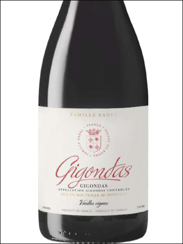 фото Famille Sadel Vieilles Vignes Gigondas AOC Фамий Садель Вьей Винь Жигондас Франция вино красное