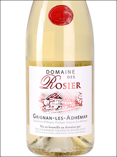 фото Domaine des Rosier Blanc Grignan-les-Adhemar AOC Домен де Розье Блан Гриньян-ле-Адемар Франция вино белое