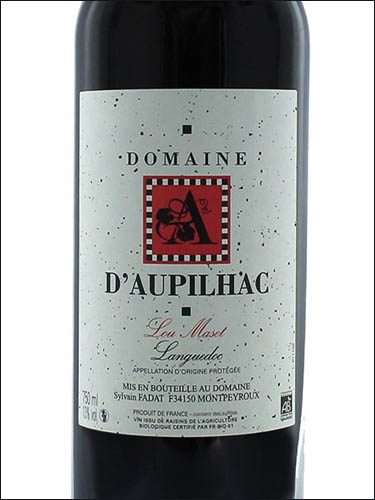 фото Domaine d’Aupilhac Lou Maset Languedoc AOC Домен д'Опильяк Лю Мазе Лангедок Франция вино красное