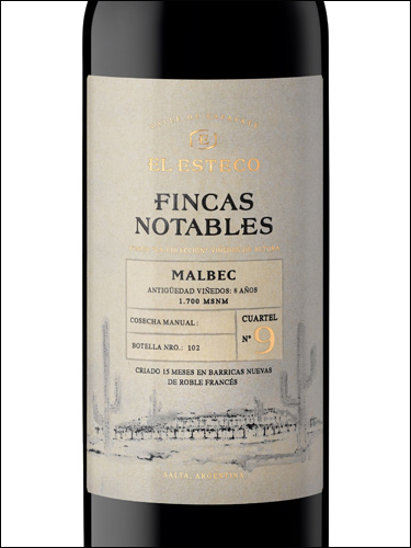 фото El Esteco Fincas Notables Malbec Эль Эстеко Финкас Нотаблес Мальбек Аргентина вино красное