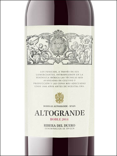фото вино Altogrande Roble Ribera del Duero DO 