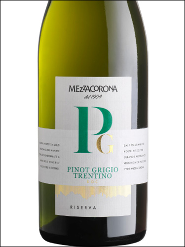 фото Mezzacorona Pinot Grigio Riserva Trentino DOC Меццакорона Пино Гриджио Ризерва Трентино Италия вино белое