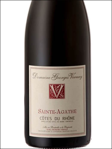 фото Domaine Georges Vernay Sainte-Agathe Rouge Cotes du Rhone AOC Домен Жорж Верне Сент-Агат Руж Кот дю Рон Франция вино красное
