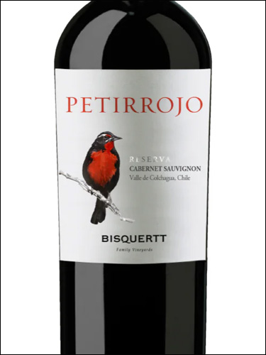 фото Bisquertt Petirrojo Reserva Cabernet Sauvignon Valle de Colchagua DO Бискерт Петиррохо Резерва Каберне Совиньон  Долина Кольчагуа Чили вино красное