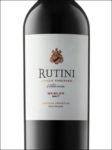 фото Rutini Single Vineyard Altamira Merlot Рутини Сингл Виньярд Альтамира Мерло Аргентина вино красное