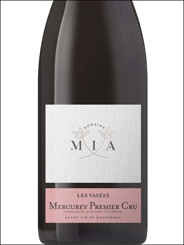 фото Domaine MIA Mercurey Premier Cru Les Vasees Rouge AOC Домен Миа Ле Меркюри Премье Крю Ле Вазее Руж Франция вино красное