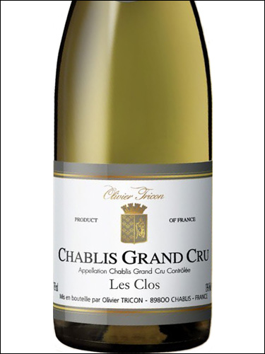 фото Olivier Tricon Chablis Grand Cru Les Clos AOC Оливье Трикон Шабли Гран Крю Ле Кло Франция вино белое