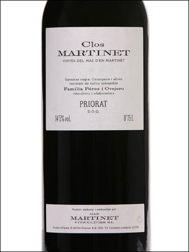 фото вино Mas Martinet Clos Martinet Priorat DOQ 