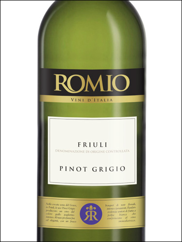 фото Romio Pinot Grigio Friuli DOC Ромио Пино Гриджио Фриули Италия вино белое