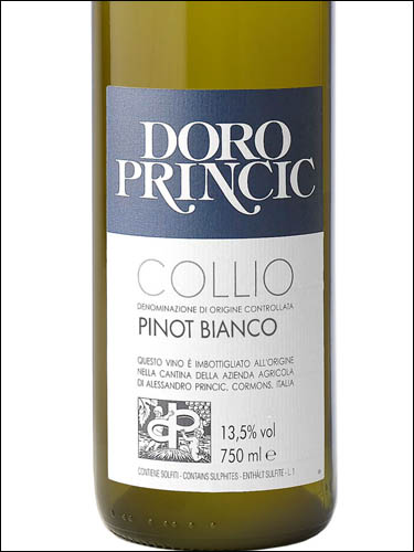 фото Doro Princic Pinot Bianco Collio DOC Доро Принчич Пино Бьянко Коллио Италия вино белое