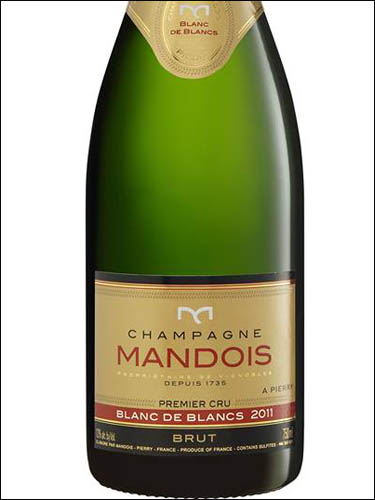 фото Champagne Mandois Blanc de Blancs Brut Premier Cru Millesime Шампанское Мандуа Блан де Блан Брют Премье Крю Миллезим Франция вино белое