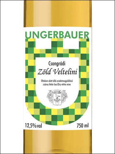 фото Ungerbauer Csongradi Zold Veltelini szaraz Унгербауэр Чонгради Зёльд Вельтелини сараз Венгрия вино белое