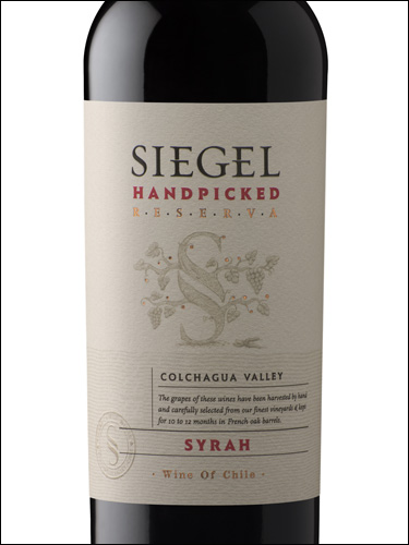 фото Siegel Handpicked Reserva Syrah Сигель Хэндпикт Резерва Сира Чили вино красное