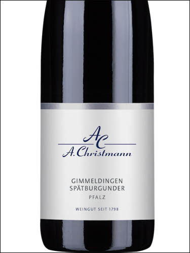 фото A.Christmann Gimmeldingen Spatburgunder troken А.Кристманн Гиммельдинген Шпетбургундер трокен Германия вино красное