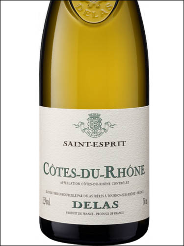 фото Delas Saint Esprit Cotes du Rhone Blanc AOC Делас Сент-Эспри Кот лю Рон Блан Франция вино белое