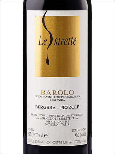 фото Le Strette Barolo Bergera Pezzole DOCG Ле Стретте Бароло Берджера Пеццоле  Италия вино красное