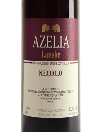 фото Azelia Nebbiolo Langhe DOC Адзелия Неббиоло Ланге Италия вино красное