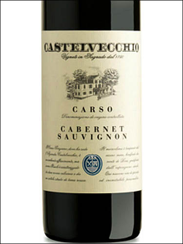 фото Castelvecchio Cabernet Sauvignon Carso DOC Кастельвеккьо Каберне Совиньон Карсо ДОК Италия вино красное