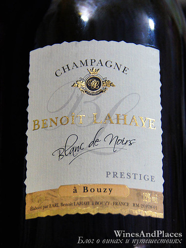 фото Champagne Benoit Lahaye Blanc de Noirs Brut Cuvee Prestige Шампанское Бенуа Лайе Блан де Нуар Брют Кюве Престиж Франция вино белое
