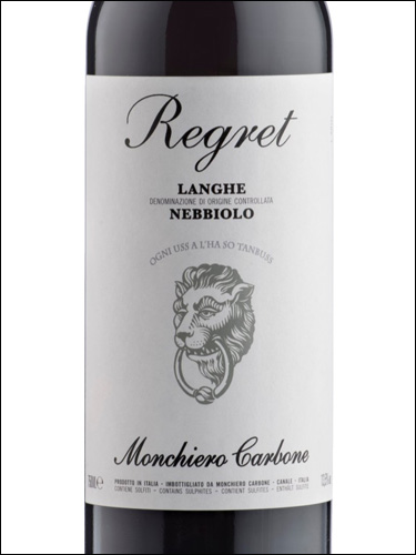 фото Monchiero Carbone Regret Langhe Nebbiolo DOC Монкьеро Карбоне Регрет Ланге Неббиоло Италия вино красное