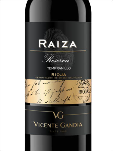 фото вино Vicente Gandia Raiza Reserva Rioja DOC 