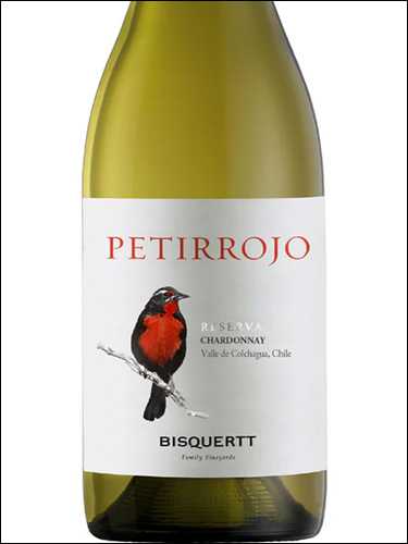 фото Bisquertt Petirrojo Reserva Chardonnay Valle de Colchagua DO Бискерт Петиррохо Резерва Шардоне Долина Кольчагуа Чили вино белое