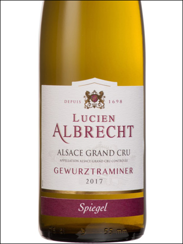 фото Lucien Albrecht Gewurztraminer Alsace Grand Cru Spiegel AOC Люсьен Альбрехт Гевюрцтраминер Эльзас Гран Крю Шпигель Франция вино белое