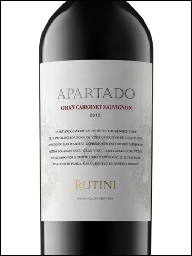 фото Rutini Apartado Gran Cabernet Sauvignon Рутини Апартадо Гран Каберне Совиньон Аргентина вино красное