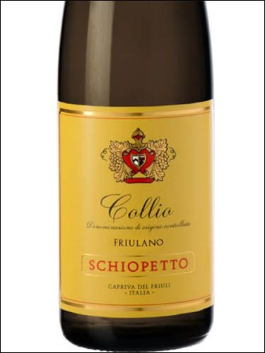 фото Schiopetto Friulano Collio DOC Скьопетто Фриулано Коллио Италия вино белое