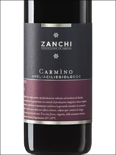 фото Zanchi Carmino Amelia Ciliegiolo DOC Дзанки Кармино Амелия Чильеджоло Италия вино красное