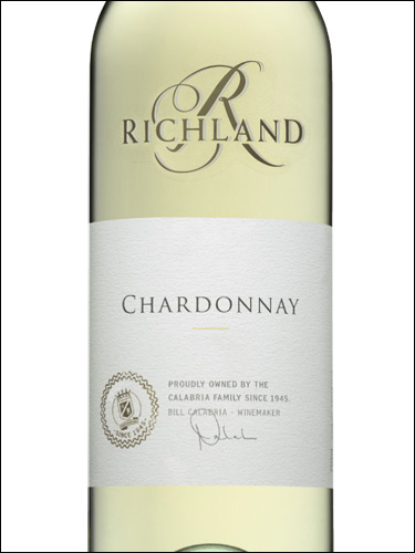 фото Calabria Family Wines Richland Chardonnay Riverina Калабрия Фэмили Вайнс Ричланд Шардоне Риверина Австралия вино белое