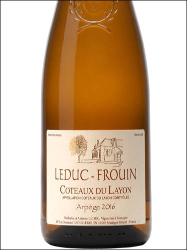 фото Domaine Leduc-Frouin Arpege Coteaux du Layon AOC Домен Ледюк-Фруэн Арпеж Кото дю Лайон Франция вино белое