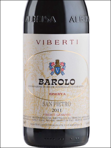 фото Viberti Barolo San Pietro Riserva DOCG Виберти Бароло Сан Пьетро Ризерва Италия вино красное